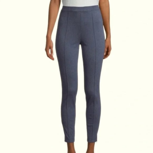 ST. JOHN Marled Dusty Blue Front Seam Tapered Elastic Pants, Size 10 - Picture 1 of 11